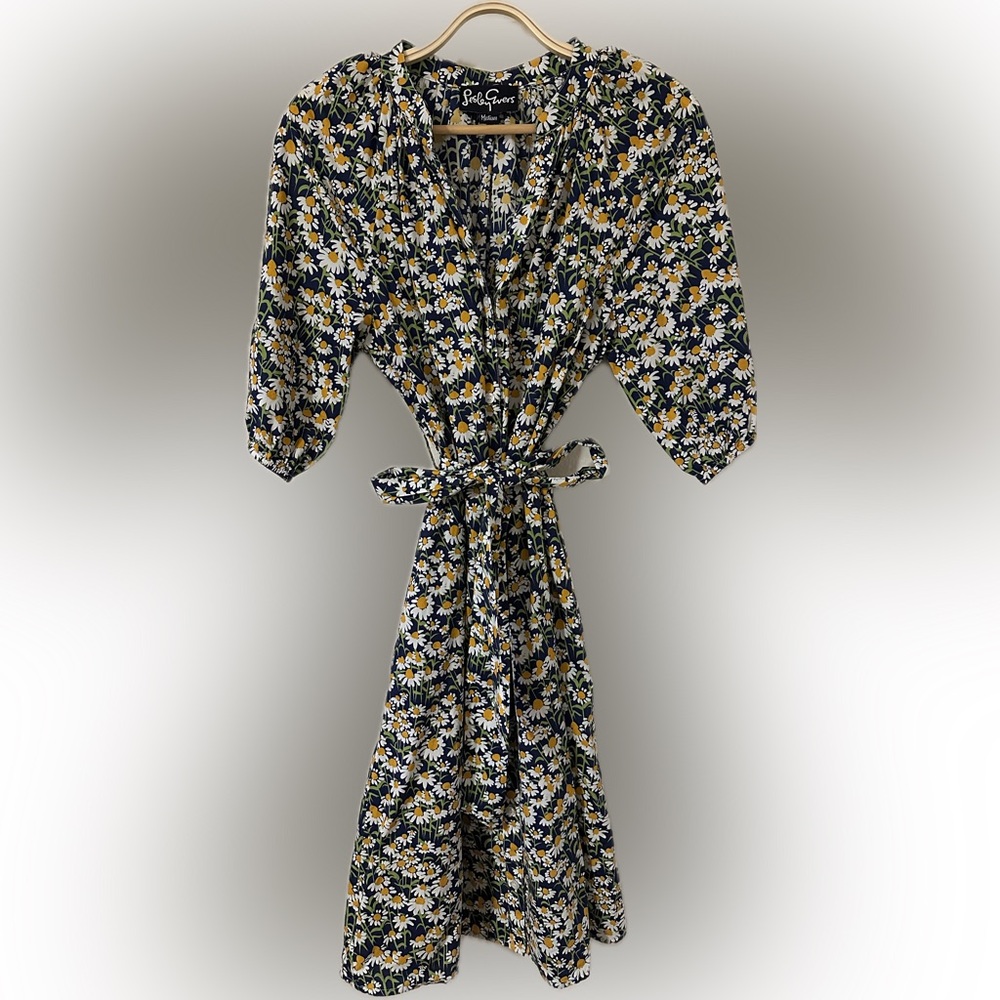 Lesley Evers Floral Print Dress with Tie Belt